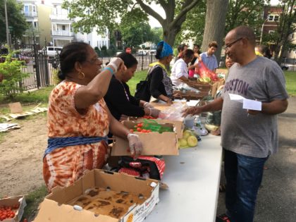 food pantry volunteers and clients